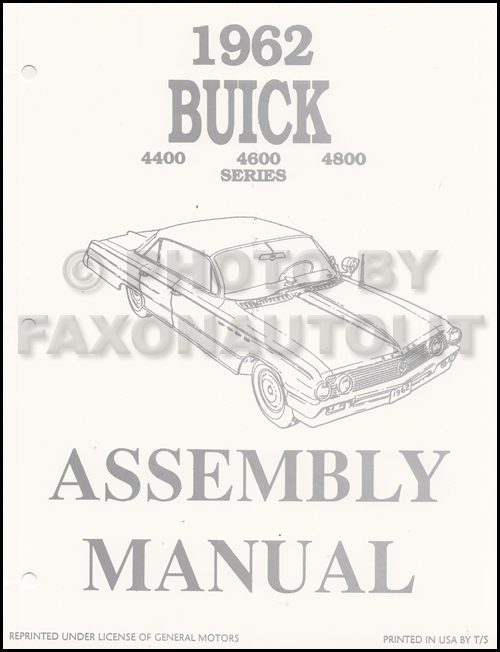 1962 Buick Electra LeSabre Invicta Reprint Assembly Manual