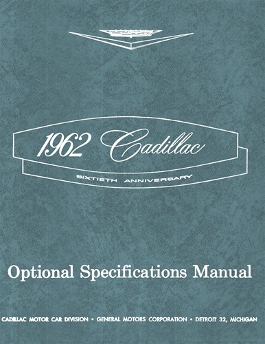 1962 Cadillac Optional Specifications Manual Reprint