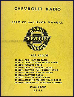 1962 Chevy Radio Manual Original Car, Corvette & Truck 