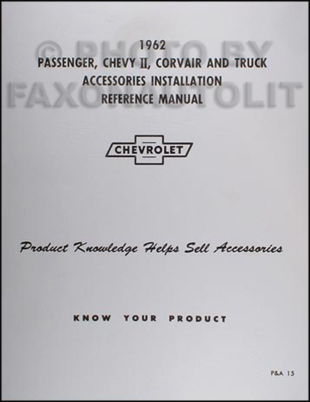 1962 Chevrolet Accessory Installation Manual Reprint Car and Truck