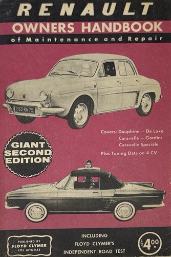 Clymer Owners Handbook of Maintenance and Repair Renault 1962 Giant Second Edition