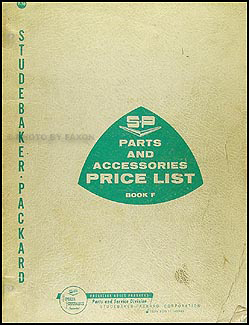 1956-1962 Studebaker Packard Parts & Accessories Price List Original