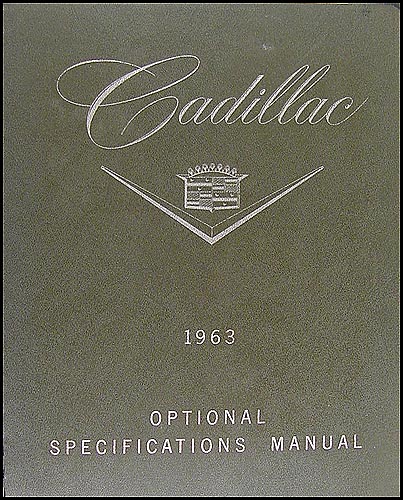 1963 Cadillac Optional Specifications Book Original
