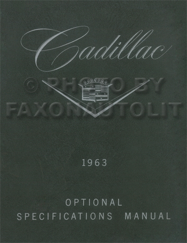 1963 Cadillac Optional Specifications Book Reprint