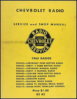 1963 Chevy Radio Manual Original Car, Corvette & Truck