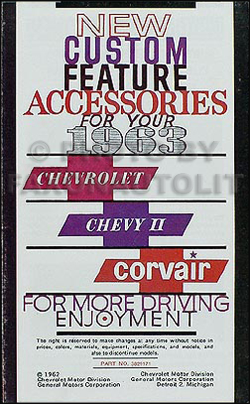 1963 Impala/SS/Bel Air Sales & Reprint Accessory Brochure Set