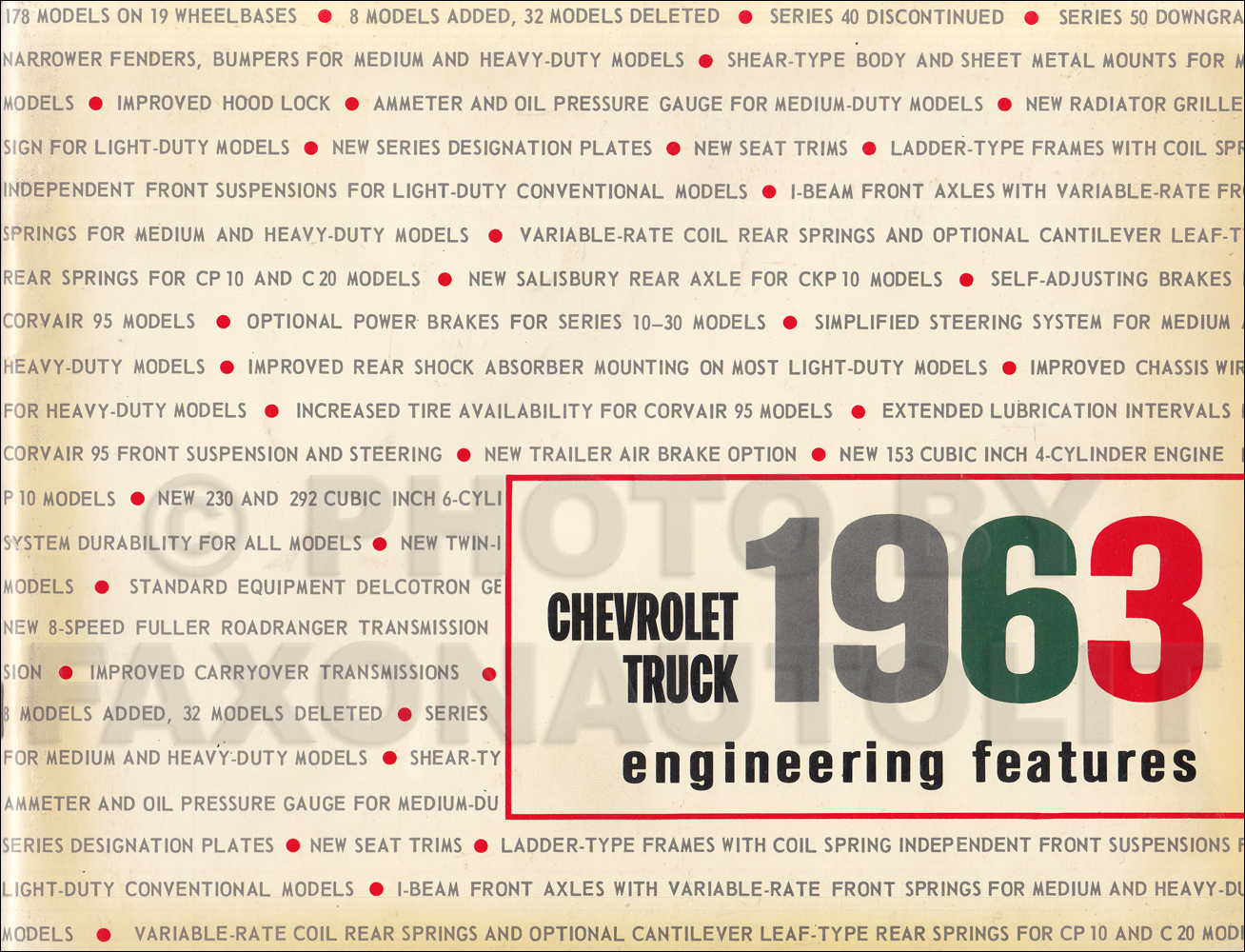 1963 Chevrolet Truck Engineering Features Manual Original
