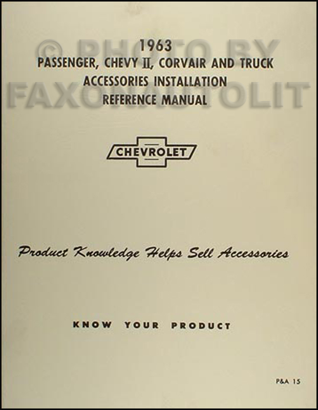1963 Chevy Accessory Installation Manual Reprint Car, Pickup & Truck