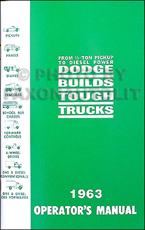 1963 Dodge Pickup Truck & Power Wagon Owner's Manual Reprint