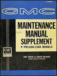 1963 GMC Stepvan P/PB1000-2500 Repair Manual Original Supplement