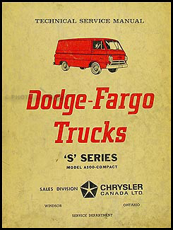 1964-1965 Dodge/Fargo Canadian A100 Repair Shop Manual Compt Van Sportsman 
