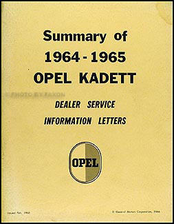 1964-1965 Opel Kadett Service Bulletin Manual Original
