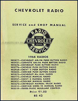 1964 Chevy Radio Manual Original Car, Corvette & Truck