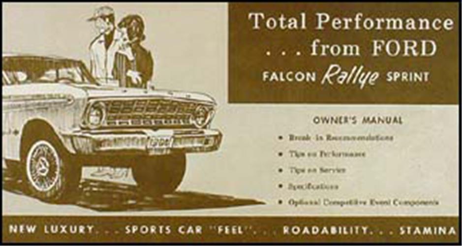 1964 Ford Falcon Rallye Sprint Owner's Manual Supplement Reprint