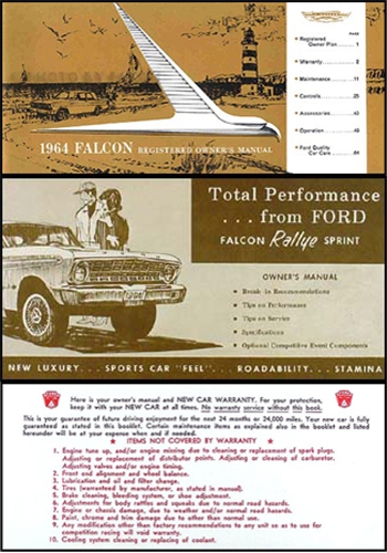 1964 Ford Falcon Rallye Sprint Owner's Manual Reprint Set
