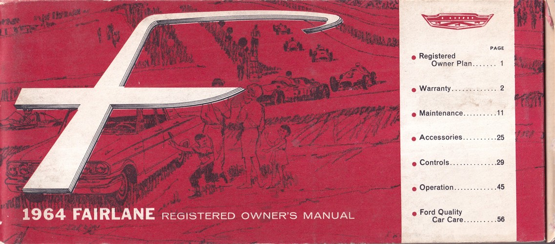 1964 Ford Fairlane Owner's Manual Original