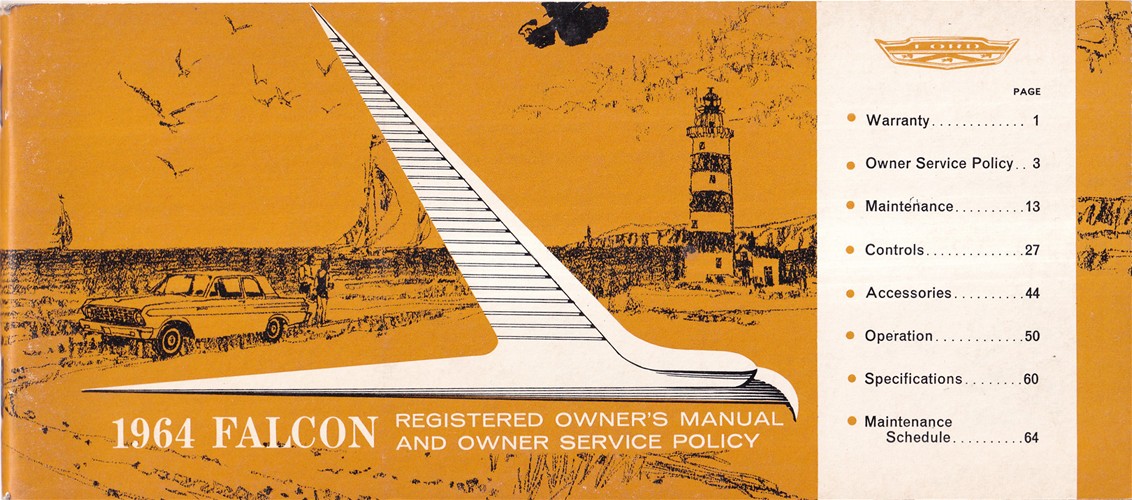 1964 Ford Falcon, Futura, & Ranchero Owner's Manual Original Canadian