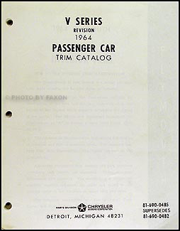 1964 Mopar Trim Catalog Original  -- All Models