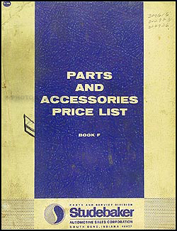 1959-1964 Studebaker Parts & Accessories Price List Original 