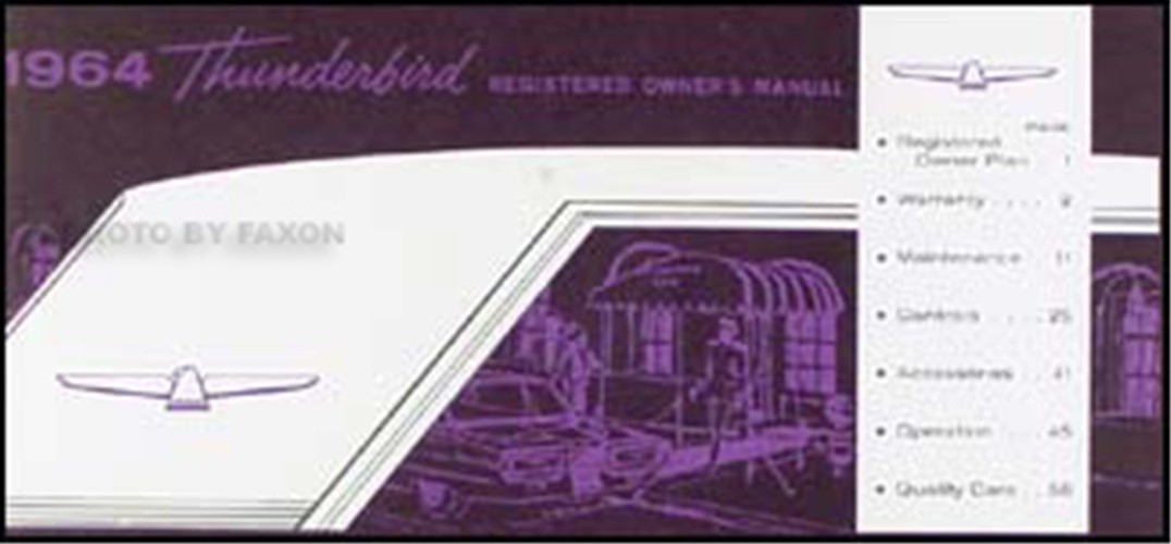 1964 Ford Thunderbird Owners Manual Reprint