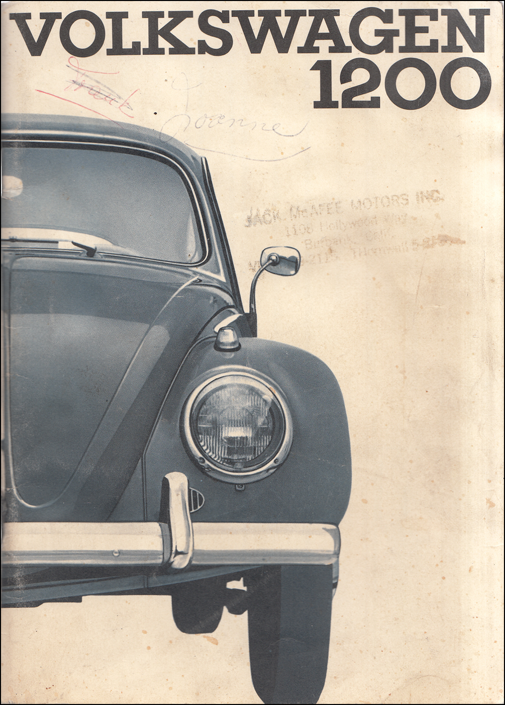 1964 Volkswagen Beetle Owner's Manual Original Type 1 Bug 