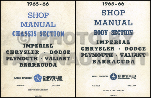1965-1966 Dodge Chrysler Plymouth Repair Shop Manual Reprint Set Canadian