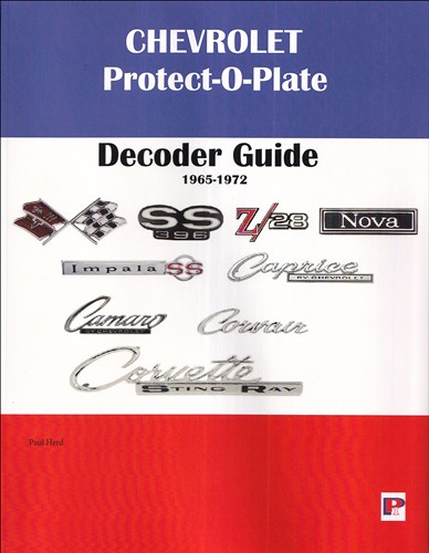1965-1972 Chevrolet Car Protect-O-Plate Decoder -- All Models