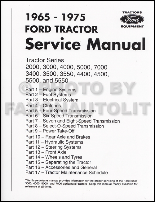 1965-1975 Ford Tractor Repair Shop Manual Reprint 2000 3000 4000 5000 7000 Power Steering Pump Faxon Auto Literature