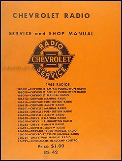 1965 Chevy Radio Manual Original Car, Corvette & Truck