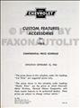 1965 Chevrolet Reprint Accessory Price List