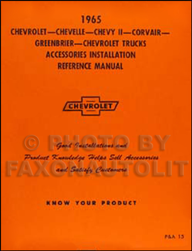 1965  Chevy Accessory Installation Manual Reprint - all car and truck