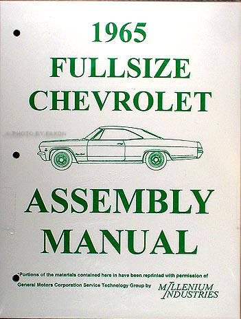 1965 Chevrolet Car Reprint Assembly Manual Looseleaf Biscayne Bel Air Impala SS