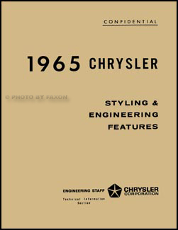 1965 Chrysler Styling & Engineering Features Manual Reprint