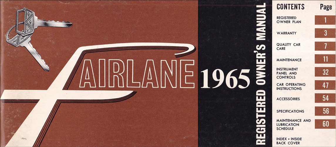 1965 Ford Fairlane Owner's Manual Original Canadian