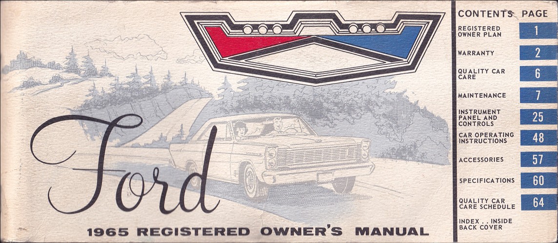 1965 Ford Galaxie Owner's Manual Original Custom 500 Galaxie 500 LTD XL