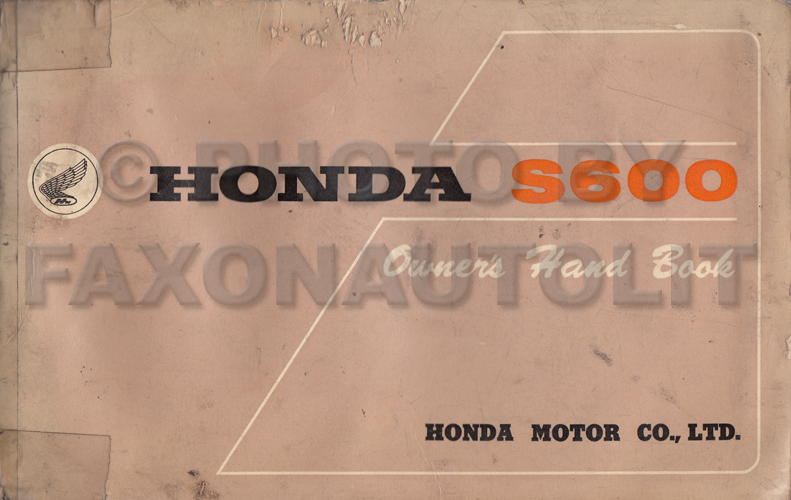 1965 Honda S600 Owner's Manual Original