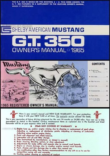 1965 Shelby Mustang GT 350 Owner's Manual Reprint Kit