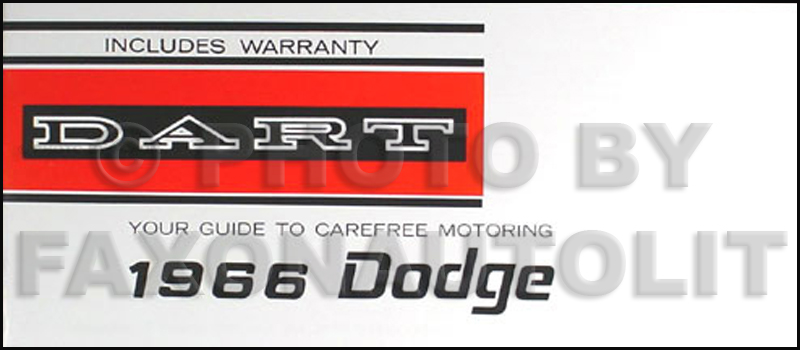 1966 Dodge Dart Reprint Owner's Manual 66 170/270/GT