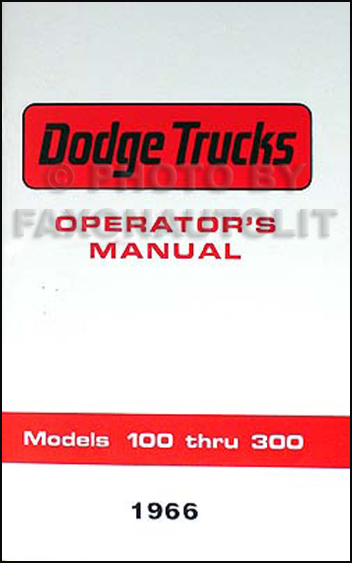1966 Dodge Reprint Owner's Manual Pickup Truck, Van & Power Wagon