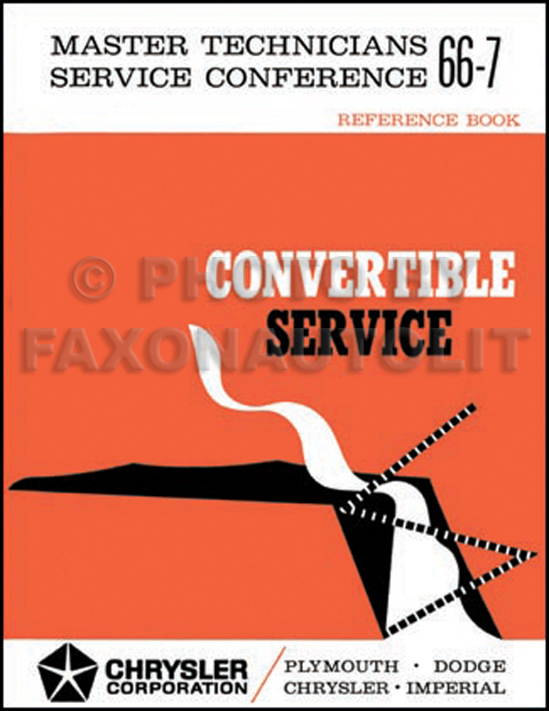 1966 Convertible Service Training Manual Reprint Coronet Belvedere II Satellite