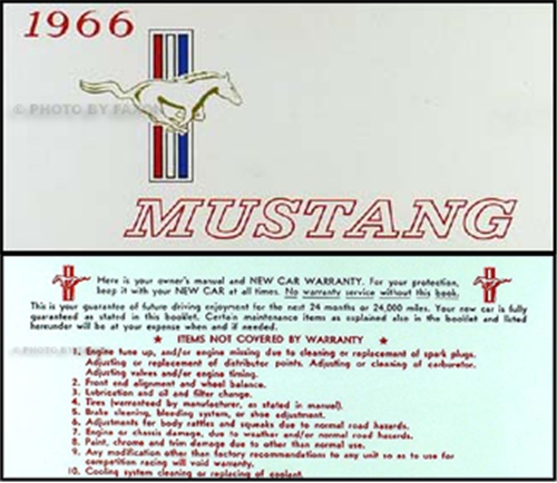 1966 Ford Mustang Owner's Manual with Envelope Reprint