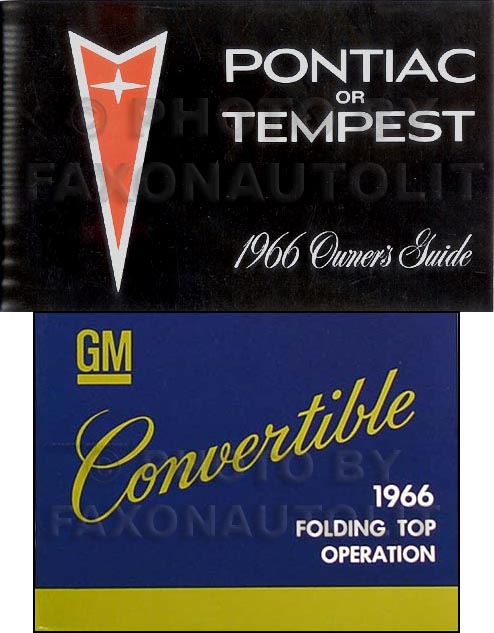 1966 Pontiac Convertible Owner's Manual Set GTO Tempest LeMans Bonneville Catalina