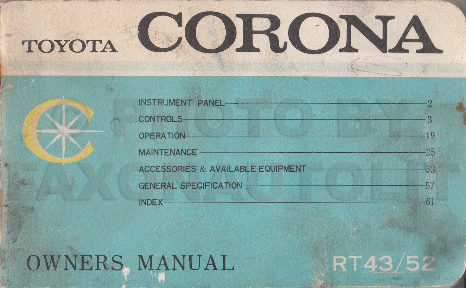 late 1967-early 1968 Toyota Corona Owner's Manual Original