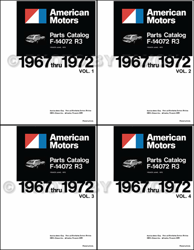 1967-1972 AMC Parts Book Reprint 4 Volume Set
