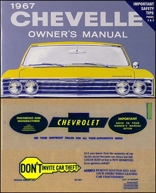 1967 Chevelle Owner Manual Reprint Packg Concours Malibu SS El Camino