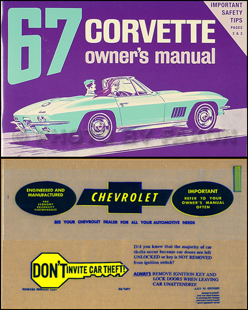 1967 Corvette Sting Ray Owner's Manual Package Reprint 67