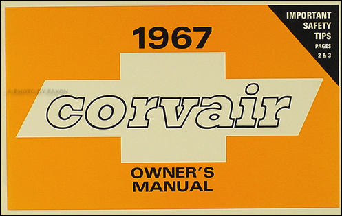 1967 Chevrolet Corvair & Monza Owner's Manual Reprint