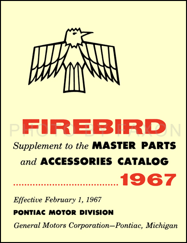 1967 Pontiac Firebird Parts Book Supplement Reprint