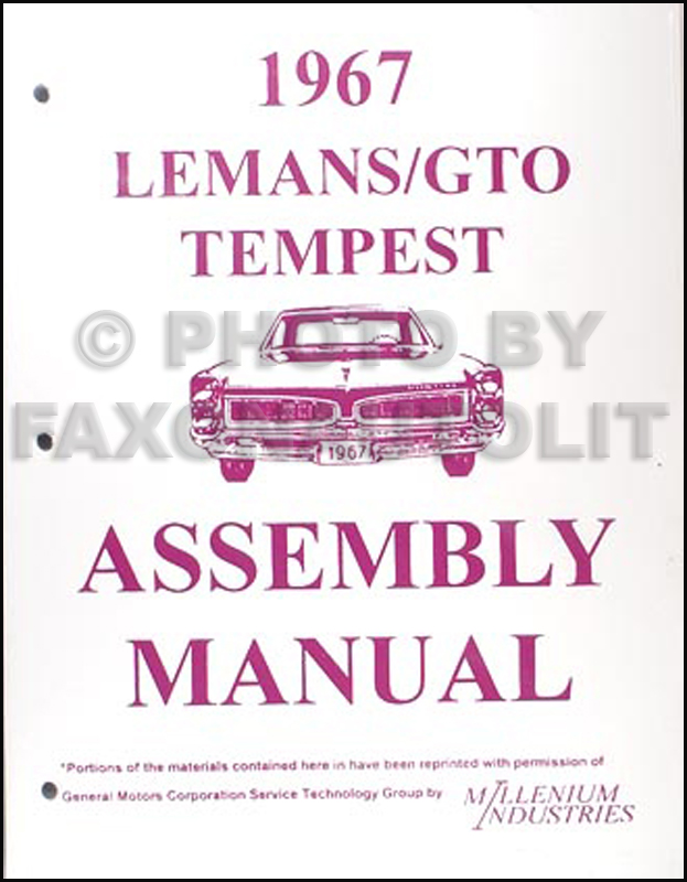 1967 GTO, Tempest, & LeMans Assembly Manual Reprint
