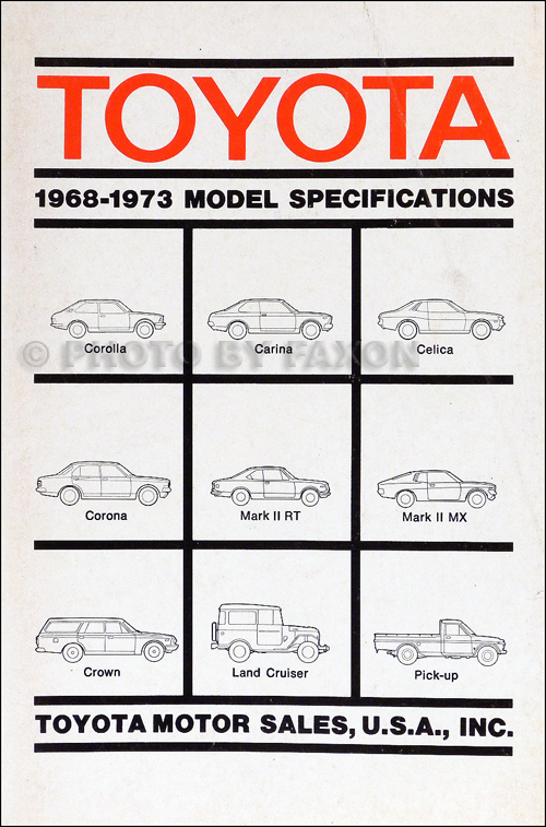 1968-1973 Toyota Model Specifications Manual Original